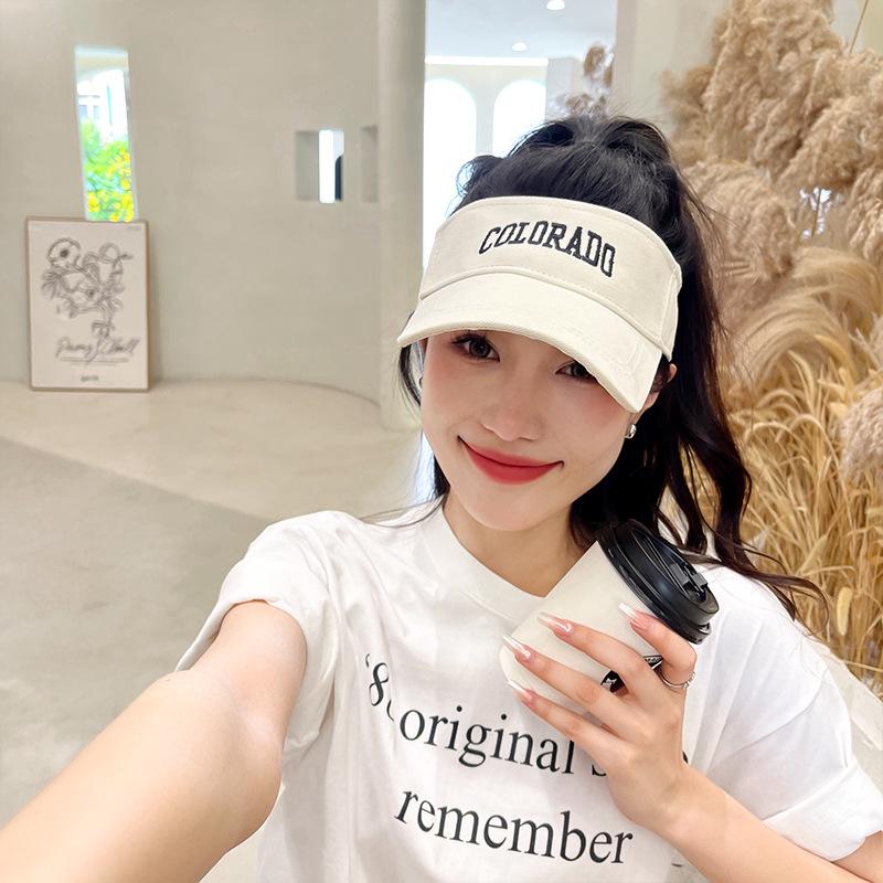 Alabaster Colo Sunscreen Empty Hat For Women Couple Embroidered English Letter Sports Sweat-Absorbing Sun Hat For Men Sunshade