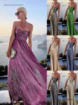 Sexy Chest-Wrap Hot Stamping Party Dress - Cross2026 Europe Spring/Summer Collection