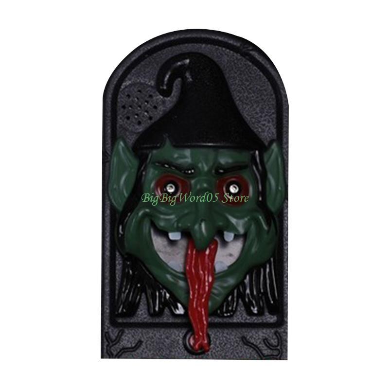 24TE for Creative Halloween Creepy Doorbell LED Skeleton Glowing Eyeball with Scary Sound Horror Props Haunted House Door Dec