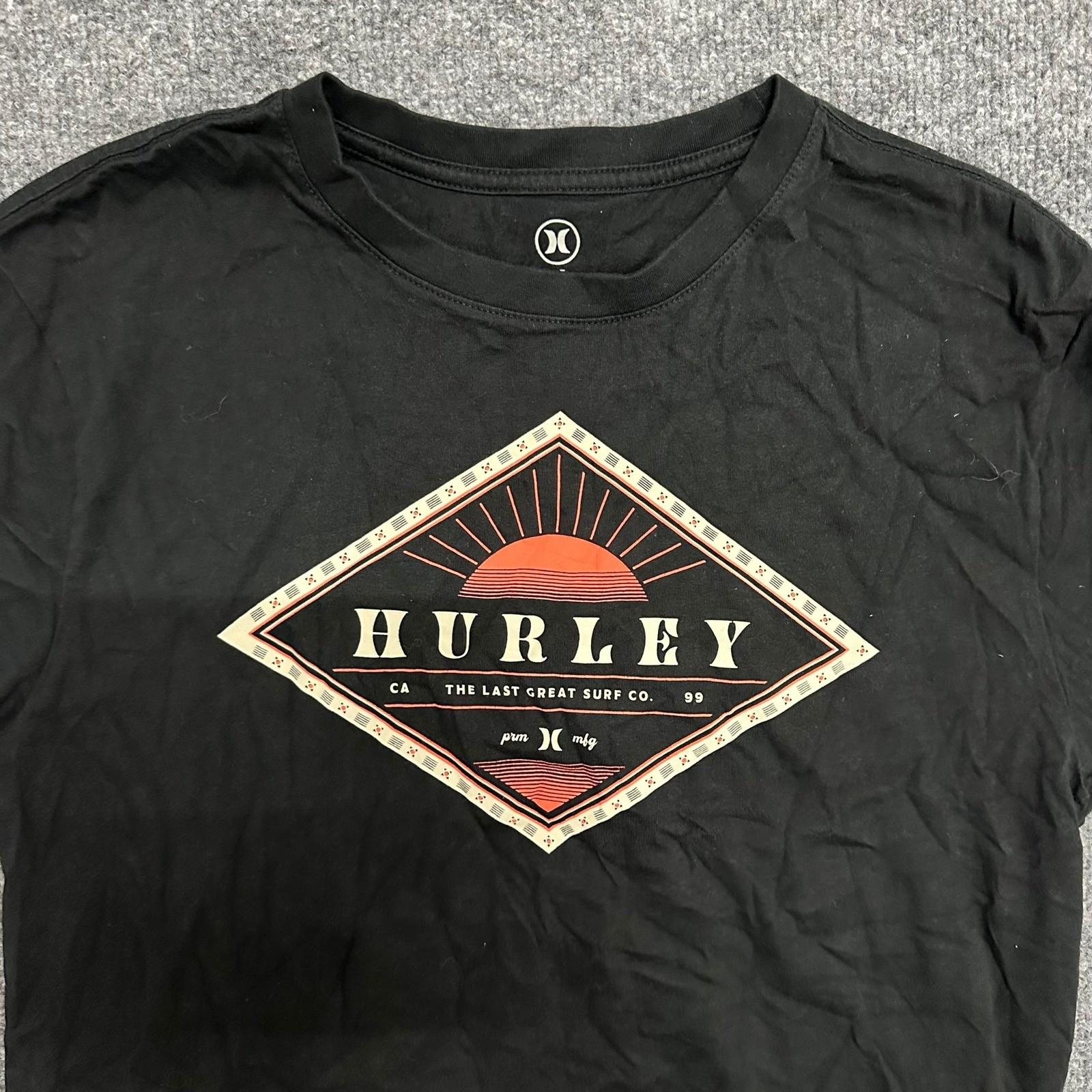 Hurley T-Shirt Mens Size S Black Graphic Diamond Sun Logo Short Sleeve Cotton XXXL