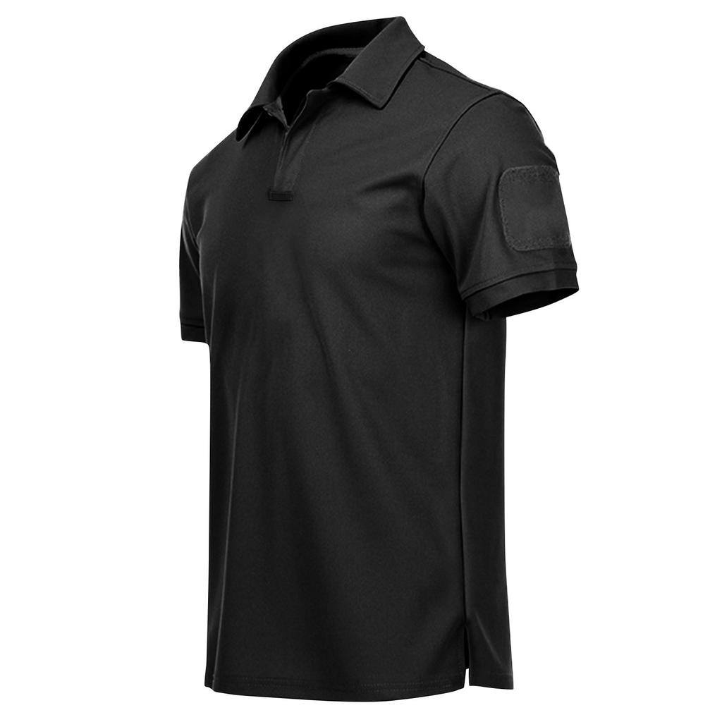 Men's Summer Solid Color Button Lapel Loose Short Sleeve Top