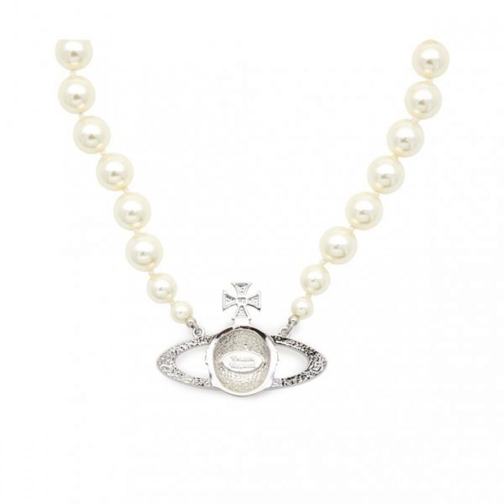 Vivienne WeStwood One Row Pearl Bath Relief Women S Choker Necklace 63010106 02p104