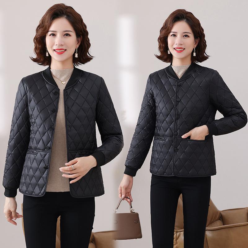 Winter New Short Cotton Clothing Loose Collarless Cotton-padded Jacket Casual Diamond Jacket Cotton-padded Jacket