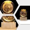 3D Crystal Ball with Warm Light Wooden Base Small Night Light Desktop Decoration Ornaments Holiday