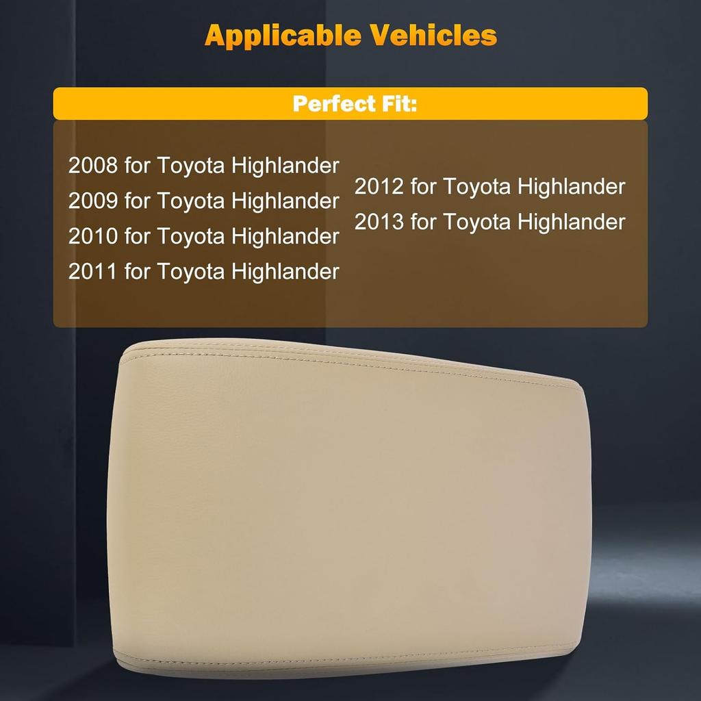 ASAPE Center Console Lid Armrest Cover Replacement for 2008-2013 for Toyota Highlander (Beige)
