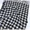 Women's Medium-Length Houndstooth Scarf - Warm, Sweet Style, Imitation Cashmere, Tassel Snood, Thick Shawl