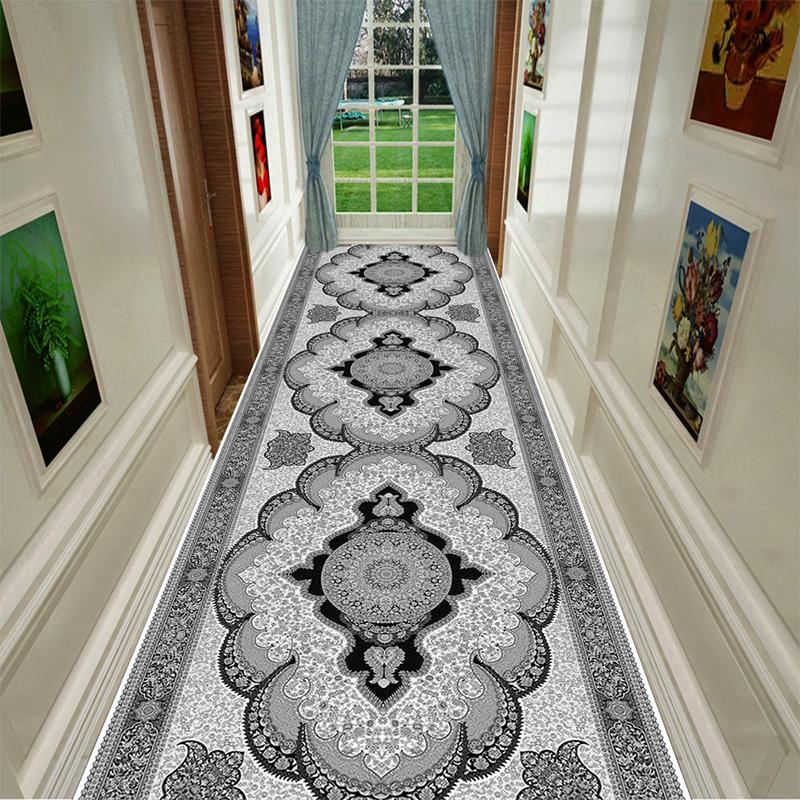 Retro Ethnic Long Corridor Carpet Luxury European Decoration Hallway Rug Non-slip Easy Cleaning Floor Mat Stairway Runners Mats