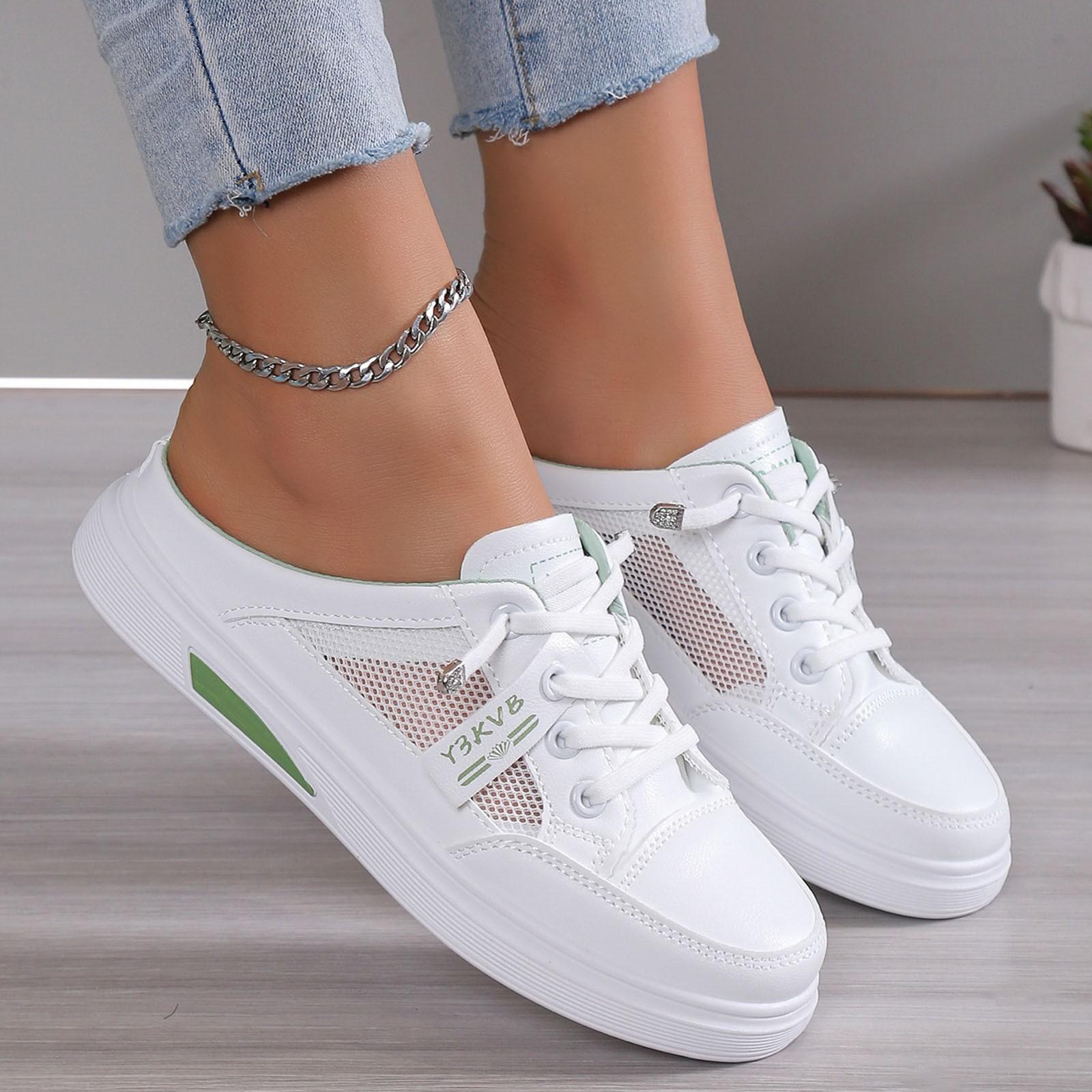 

Белые туфли для женщин Кроссовки с сетчатой поверхностью и толстой подошвой, воздухопроницаемость, повседневный комфорт, сетчатая обувь, обувь на платформе 39 зелёный