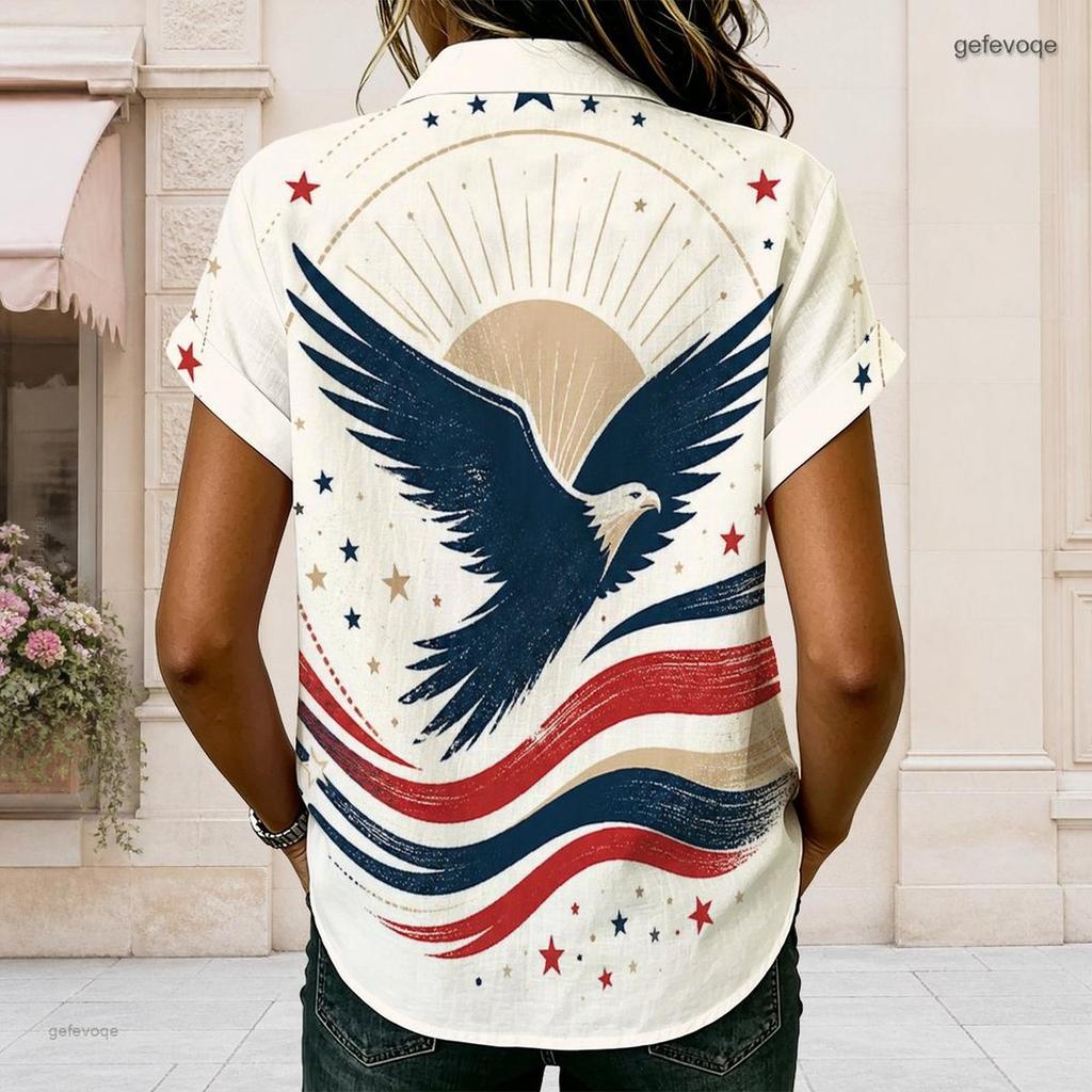 Plus Size Women Collared Short Sleeve Blouse Dark Background Pink Glitter Heart Print Button Front Casual Summer Top