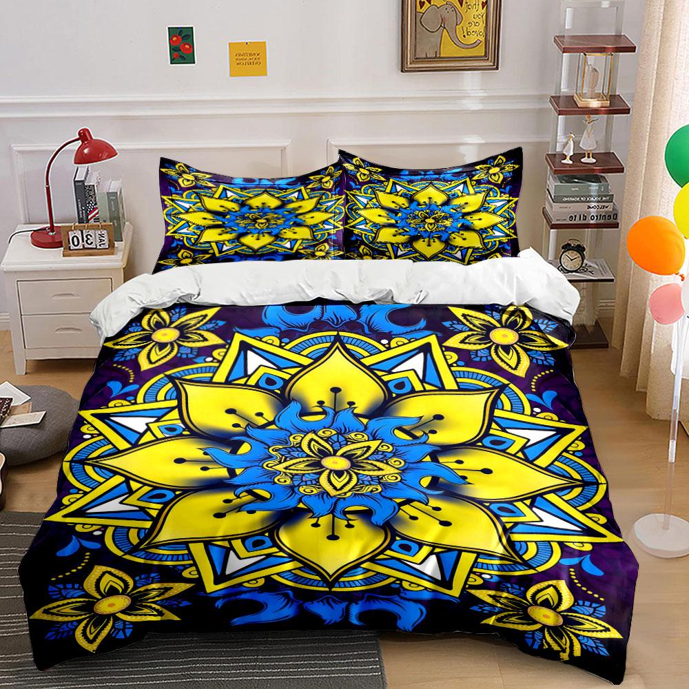 

Yellow and blue mandalas. Bedding sets Duvet cover sets Duvet covers Pillowcases(1 * Duvet Cover 2 * Pillowcases without duvet insert) 135x200cm