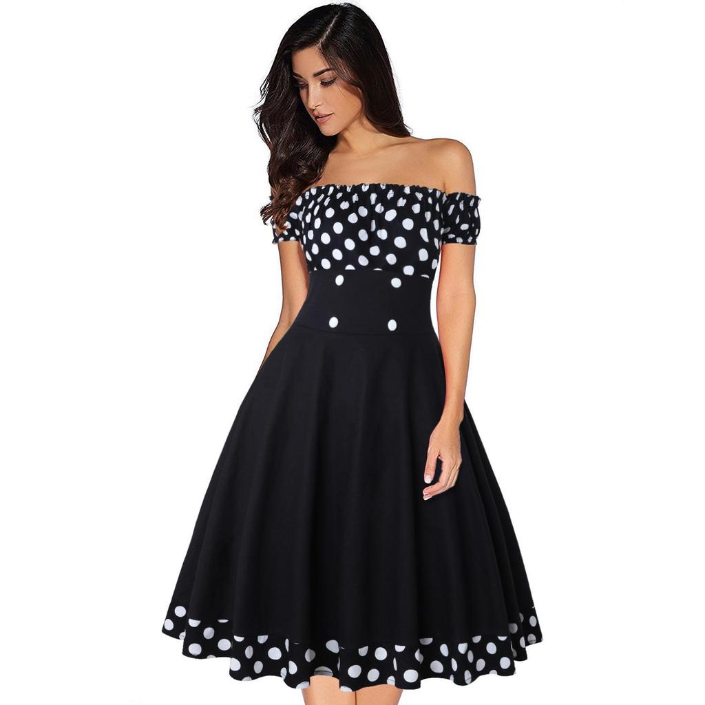 Women's Retro Polka Dot Hepburn Style Dress