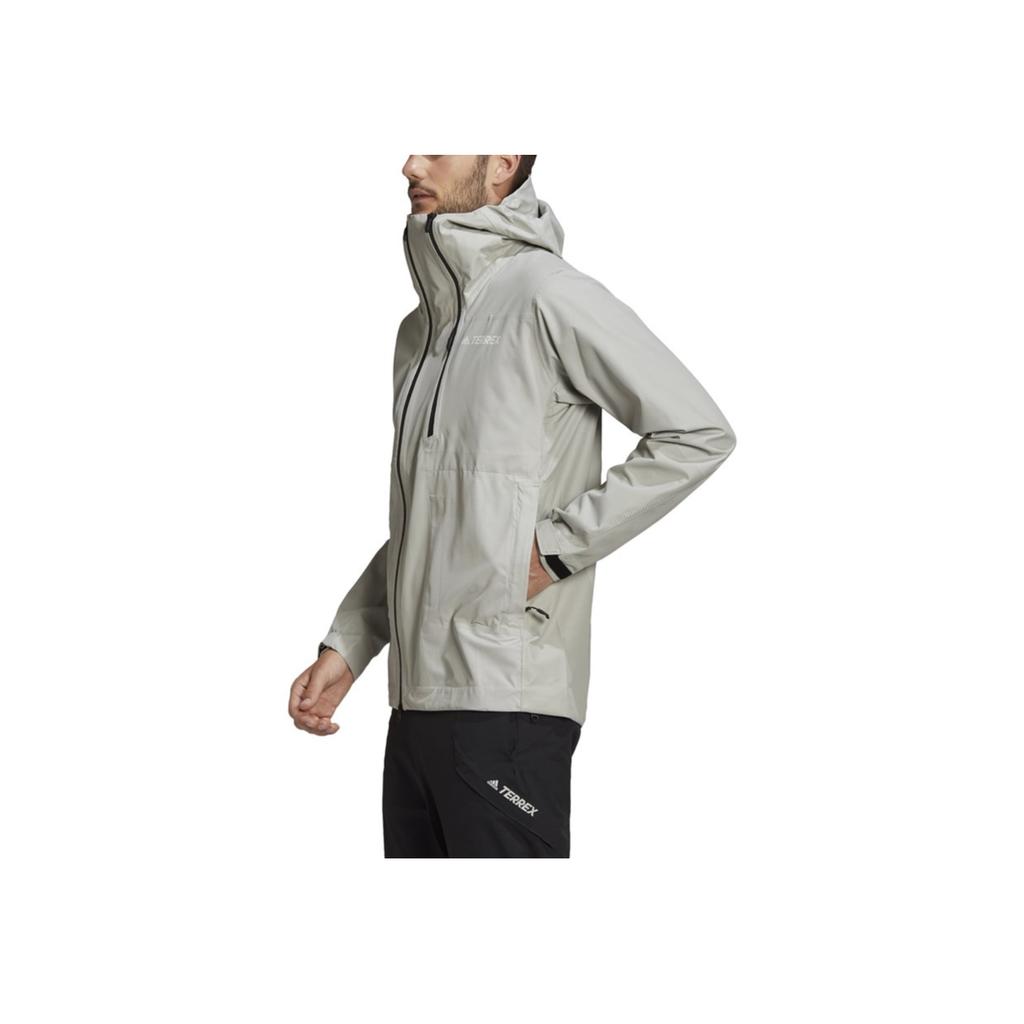 Adidas Terrex Waterproof Primeknit Rain Color Block Striped Hooded Zip Waterproof Long Sleeve Jacket Men Jacket Light-Gray FT6874