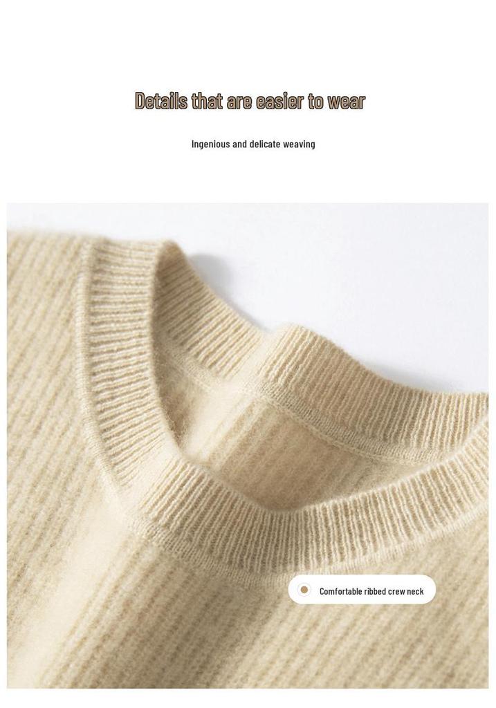 Women's Pure Cashmere Knit Long Sleeve Base Layer Sweater - Autumn/Winter, Loose Fit, Slimming, Warm Pullover