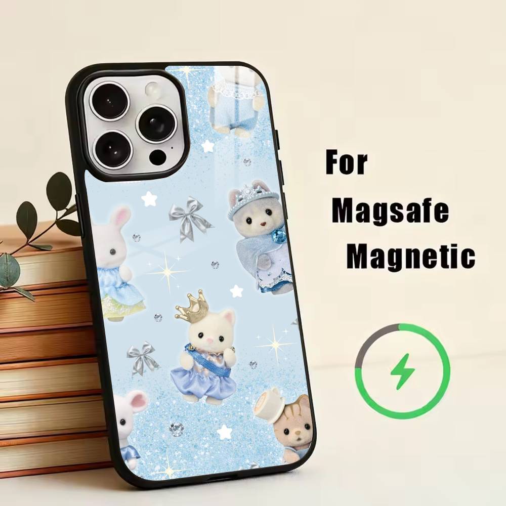 Cute Flower Lop Rabbit  Phone Case For iPhone17,16,15,14,13,12,11 Plus,Pro Magnetic with Magsafe Wireless Charging
