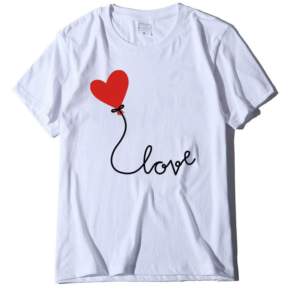 Valentines Day LOVE Love Balloon Printed Summer Womens Short sleeved Tshirt