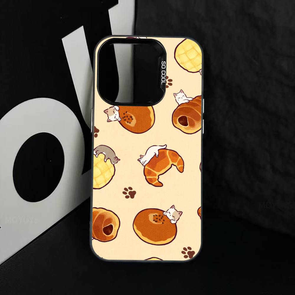 Cute Bread Illustration Phone Case For iPhone 17,16,15,14,13,12,11 Plus,Pro Max,XS,Colorful Silver Phone Case Funda Cover