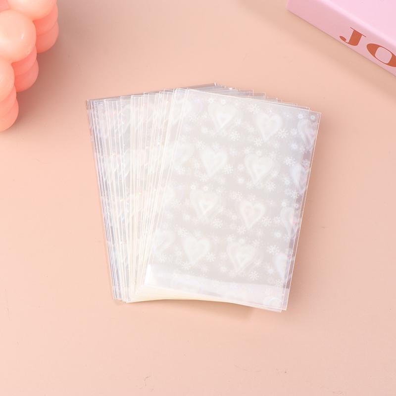 

100 шт./лот Фольгированные лазерные кармашки для карт TCG с верхней загрузкой в форме сердца Ygo Настольная игра Защита для фотографий Чехол-протектор для торговых карт 58x89mm