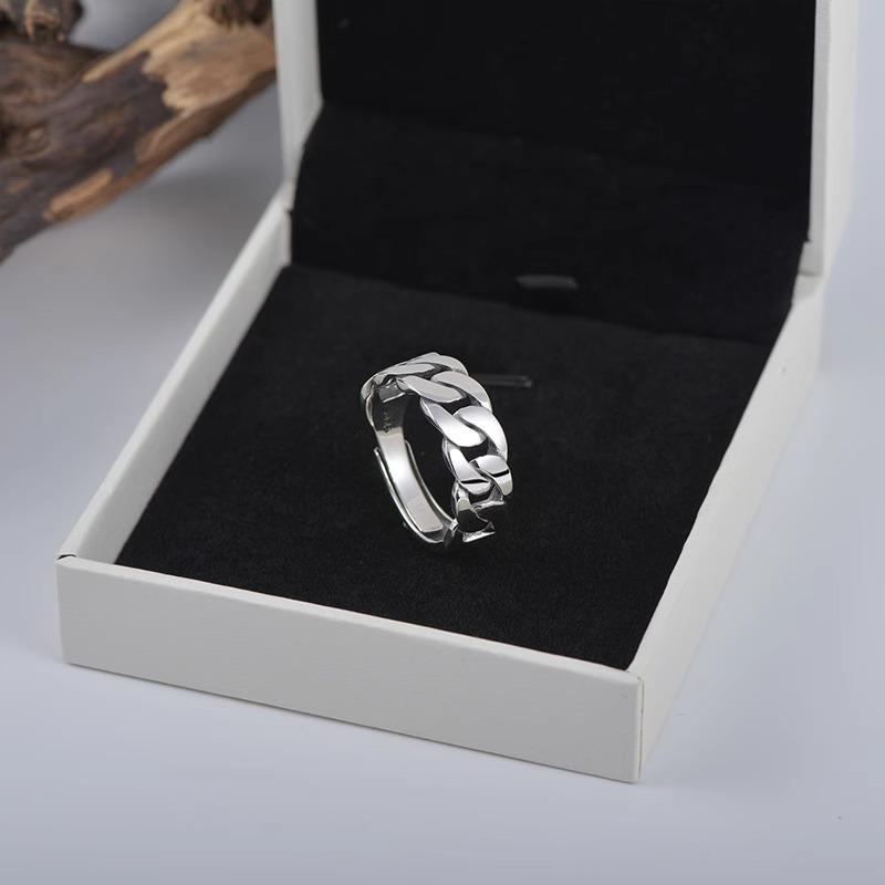 Art Deco Geometric Retro Twisted Chain Ring Niche Design Fashion Personality Unisex Single Index Finger Adjustable Finger Ring