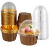 50/100Pcs 156ml Aluminum Foil Pudding Cup with Lids Disposable Mini Foil Cupcake Liners Containers Baking Mould Kitchen Supplies