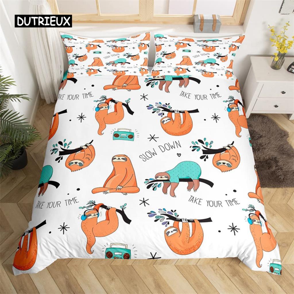Cartoon Animal Duvet Cover Twin King Cute Cat Bedding Set Microfiber Paw Butterfly Floral Comforter Cover For Kids Girl Bedroom