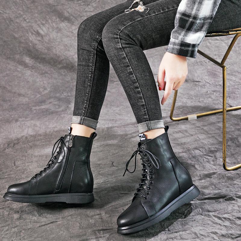 Leder Martin Stiefel 2025 Herbst und Winter neu Retro Britischer Stil Damen Schuhe erste Schicht Rindsleder Innenhöhe Ritterstiefel