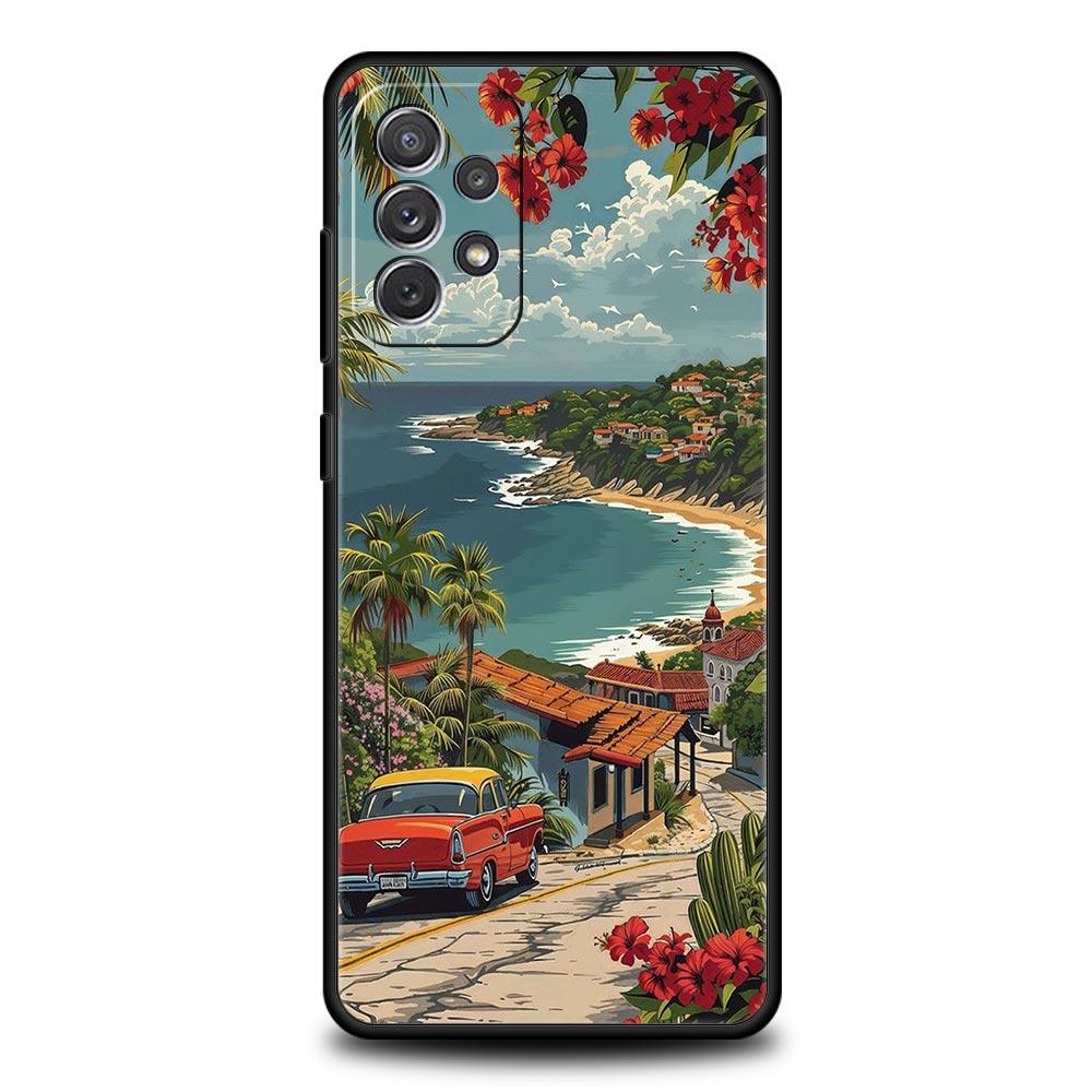 Phone Case For Samsung A15 A13 A51 A71 A41 A03S A05 A35 A55 A23 A25 A33 A53 A73 5G Summer Beach Scene At Sunset On Sea Cover