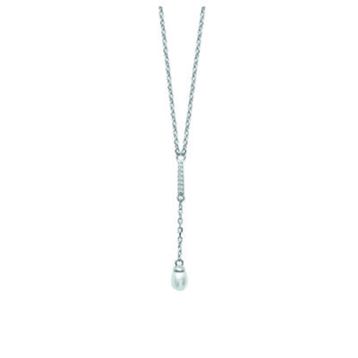 [J9619] - Silver Necklace 'Sissi' Silver White (rhodium-plated) - 4 Cm