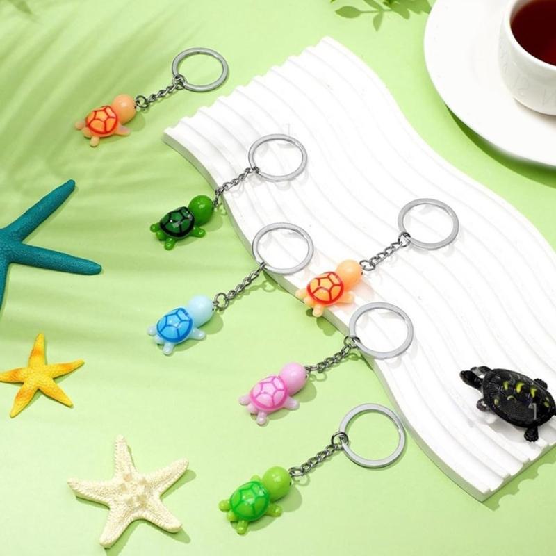 Adorable Cartoon Turtles Keychain Colorful Resin Key Ring Multi Purpose Gift Accessory Random Color Keyring