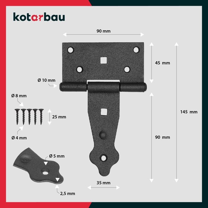 T-panty - KOTARBAU - 100 mm - Ocel - Černá - 2 kusy
