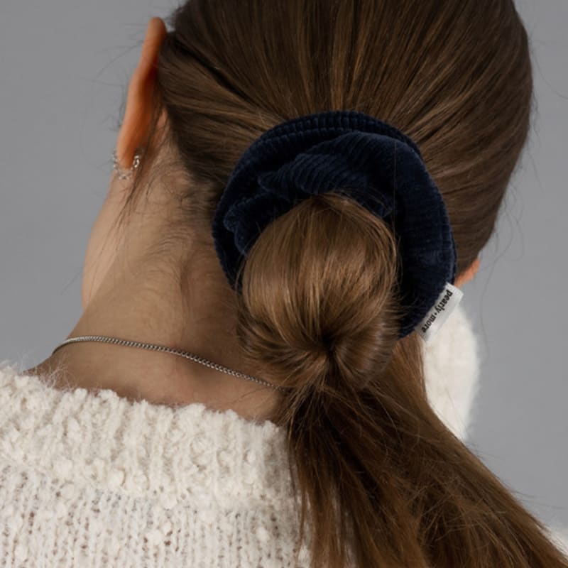 Pearlymore Corduroy Navy Scrunchie
