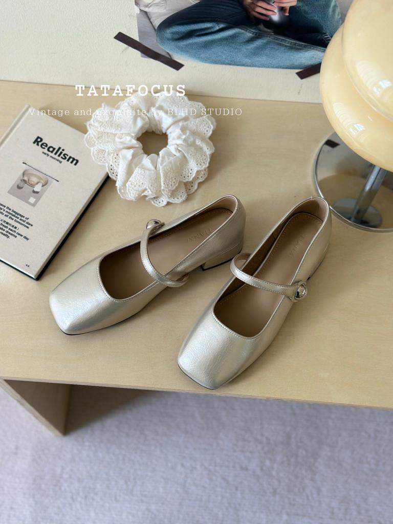 Fashion versatile square head shallow mouth single shoes women's 2025 summer comfortable breathable soft sole with skirt Mary Jane shoes women's shoes