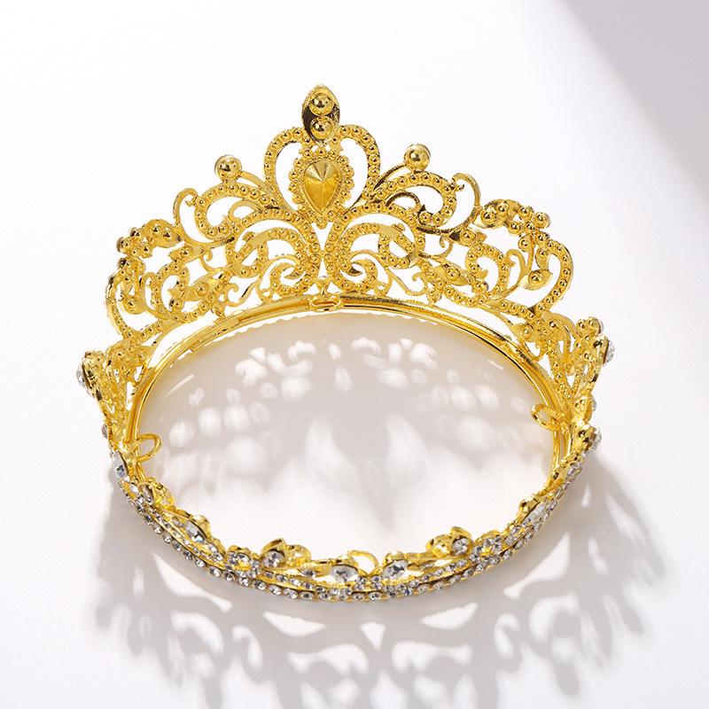Retro-Stil Damen Legierung Krone Haarschmuck Hochzeit Geburtstag Party Abendessen Haarschmuck Diamant Strass Krone Zubehör