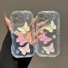 Luxury Cream Drop Glue Handmade 3D Butterfly Case for iPhone 16 Pro Max 15 14 Plus 13 12 Pro 11 Shock Protection Cover