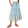 Womens Maxi Skirt Drawstring High Waisted Summer Long Skirts Lightweight Tiered Flowy Floral Pleated Skirts