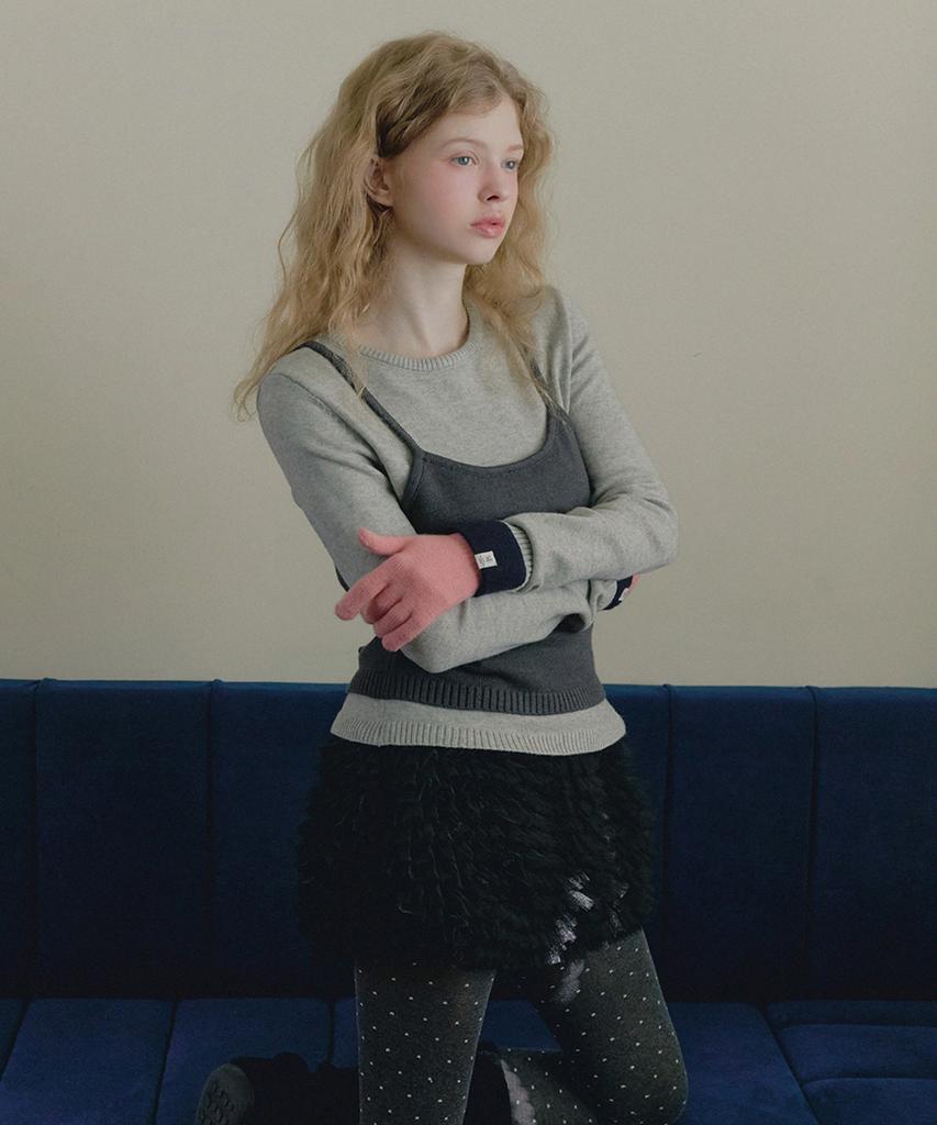 Teuwi Nuen Bustier Layered Long Sleeve Knit