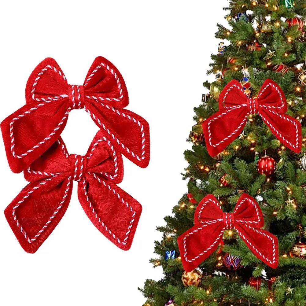 Ribbon Bows Christmas Tree Velvet Bows Red Christmas Ribbon Bows For Xmas Home Decor Tree Wreaths Gift DIY Festive Winter S4D5