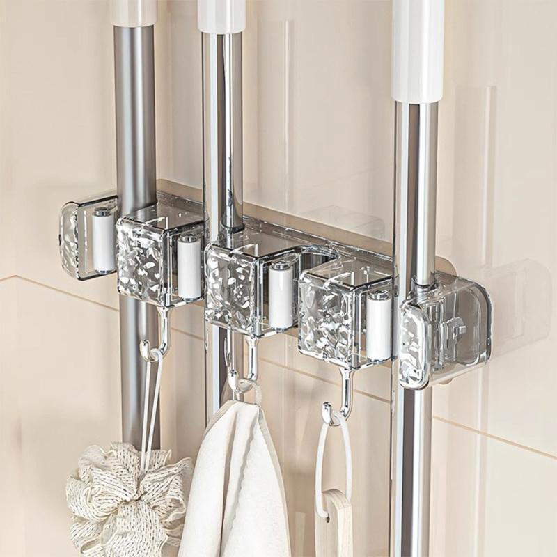 Broom Holder Wall Mount Garden Tool Organizers Plastic Mop Hanger Home Laundry Room Kitchen Storage Rack Mop and Broom