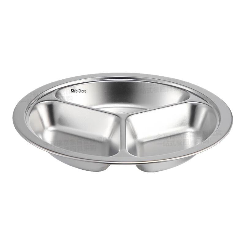 JINWANFU 304 Stainless Steel Divided Meal Plate