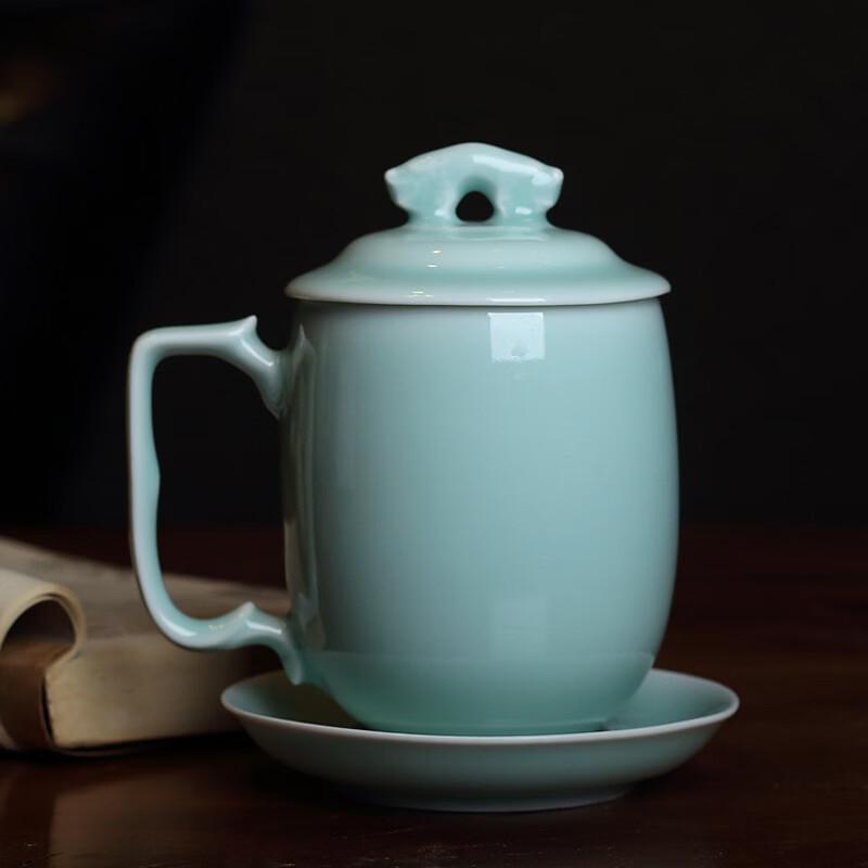 OLOEY Ceramic Office Mug with Lid and Base