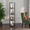 Corner Floor Lamp for Living Room Bedroom with Dimmable Warm White LED Light, Modern Tall Standing Lamp, Black