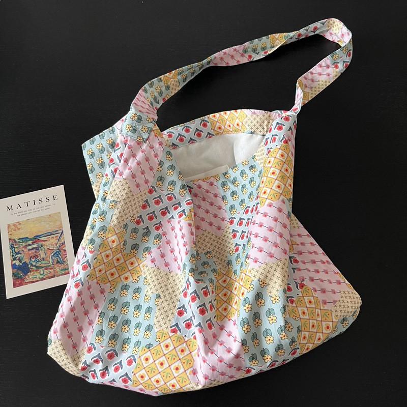 Французская Романтическая Пасторальная Цветочная Тканевая Сумка Большая Вместимость Свежая Художественная На Плечо Через Плечо Тонкая Женская