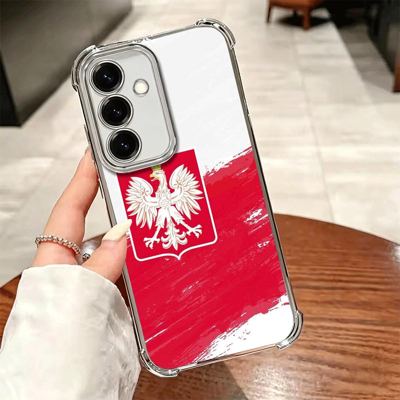 Poland Flag White Red Plating Phone Case For Samsung A17 A07 A37 A57 A16 A56 A15 A55 A14 A54 A13 A53 A26 A36 A25 A35 A24 A34 A23