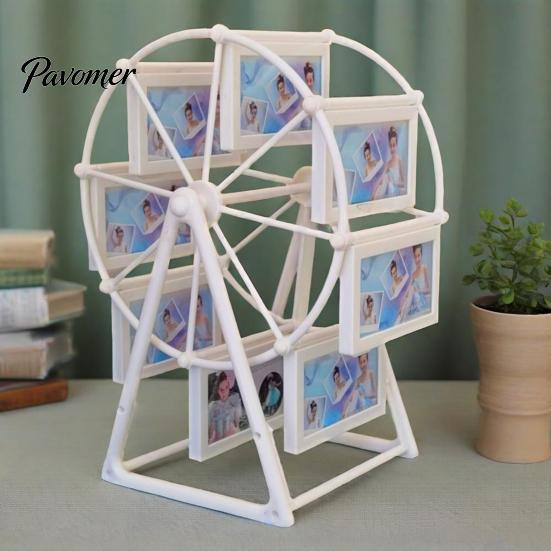 Ferris Wheel Photo Frame 16 Photos Rotating Picture Vintage Windmill Display Embossed for Family Wedding Travel Memories Home Office Table Decor
