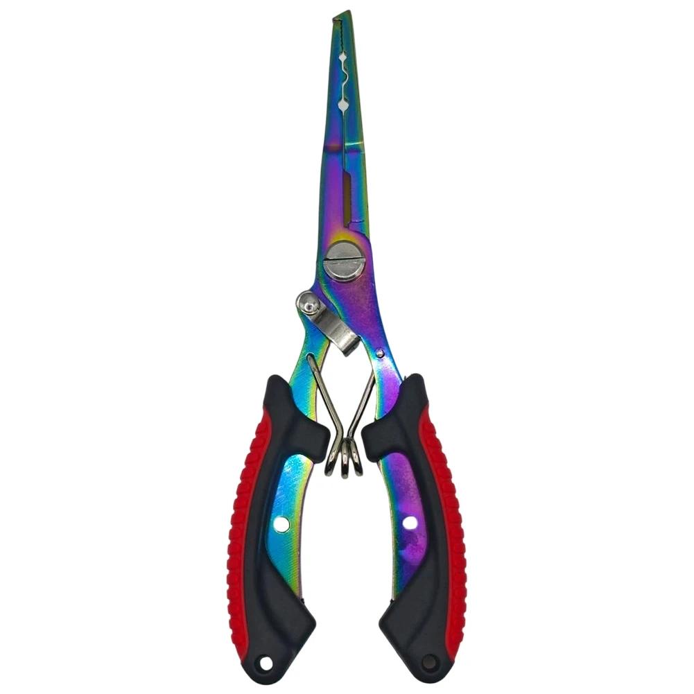 Titanium Dual-Color Eagle Mouth Fish Control Pliers Multifunction Hook Remover Line Cutter Split Ring Opener Lure Pliers