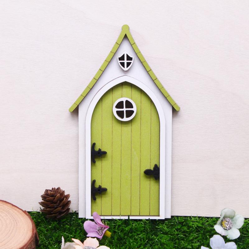 Dollhouse Mini Wooden Fairy Tale Door Dollhouse Gnome Door Model Miniature Garden Scene DIY Furniture Decoration Accessories