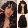 MERISIHAIR Afro Women Long Ginger Curly Wigs for Black Women Fluffy Long Curly Wig with Bangs Afro Big Bouncy Wig for Daily Use