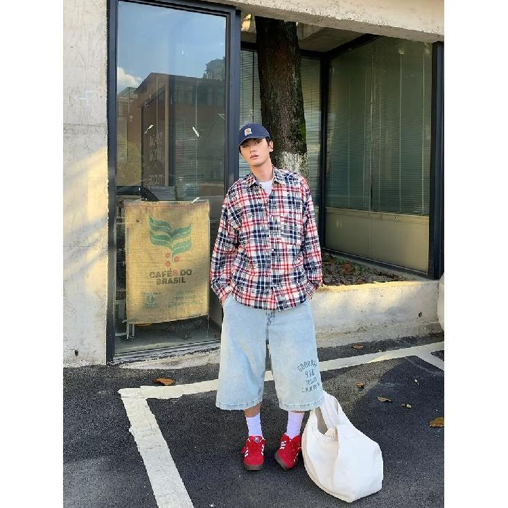 Amerikanisches Retro-Design Gestreiftes Langarmhemd für Männer und Frauen Lässig Locker Frühling und Herbst Partner-Mantel Männer