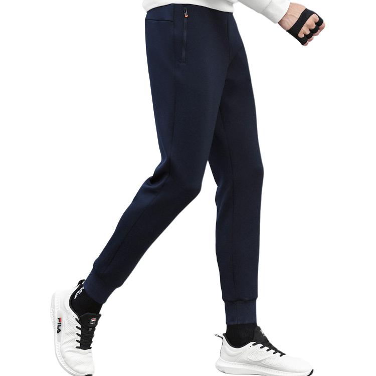 Fila Athletics Logo Mid-Rise Slim Fit Tapered Knit Joggers Men Bottoms Dark-Blue A61M141601FNV