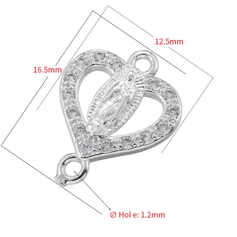 ZHUKOU Golden-plated Brass Catholic Virgin Mary Pendant Crafts Double Holes DIY Bracelet Necklace Accessories