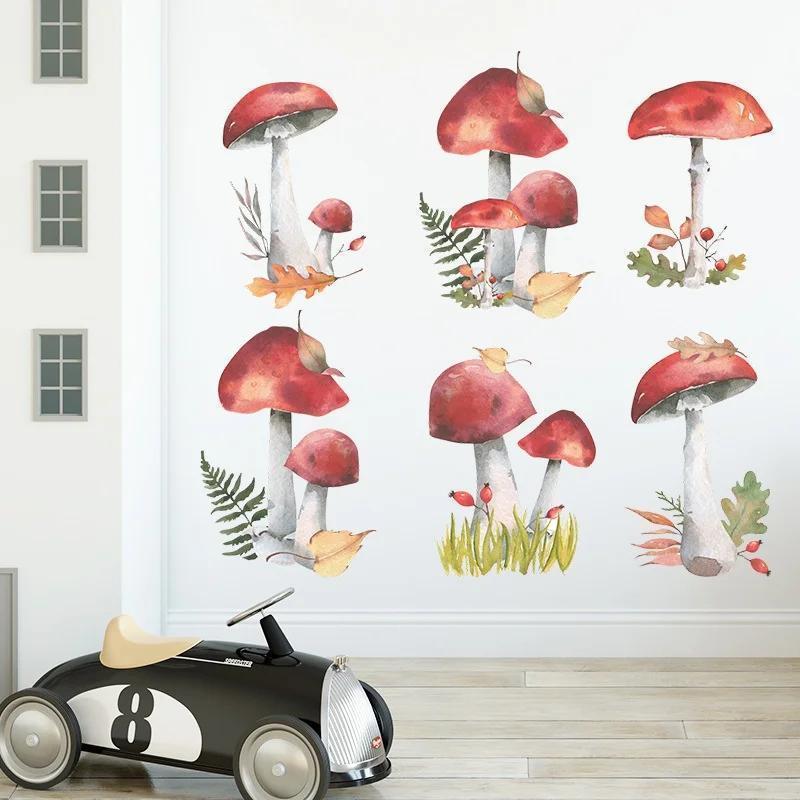 Cartoon Wall Stickers Fairy Forest Mushroom Plant Wall Sticker Decal Kids Room Nursery Art Mural For Home Bedroom Decoration